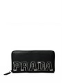 PRADA кошелек сафьяновая кожа черный, логотип из нашитых больших букв КЛ-1750