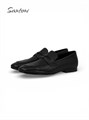SANTONI туфли гладкая черная кожа с перемычкой и декоративным швом ОК-01081
