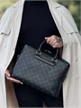 LV Портфель канва серая монограмма со вставкой из черной кожи ПР-0403