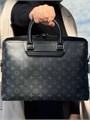LV Портфель канва серая монограмма со вставкой из черной кожи ПР-0403