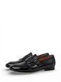 SANTONI лоферы гладкая черная кожа с перемычкой ОК-01079