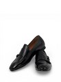 SANTONI лоферы гладкая черная кожа с перемычкой ОК-01079