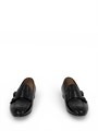 SANTONI лоферы гладкая черная кожа с перемычкой ОК-01079