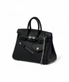 Hermes сумка Birkin 25 см гладкая кожа карман на кнопке черная серебро СК-00778