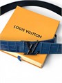 LV ремень крокодил джинсовый съемная пряжка синий РМ-1069