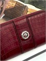 SR кошелек крокодил хлястик магнит бордовый КЛ-0138