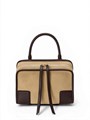 LOEWE сумка Amazona 180 замша бежевая и коричневая кожа маленькая СК-01381