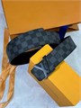 LV ремень серая шашка пряжка LV черная матовая сьемная РМ-0947