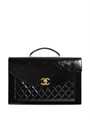 CHANEL портфель в клетку с клапаном черный золото СК-00263