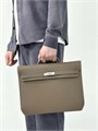 HERMES Портфель эпсом коричневый мягкий с клапаном с замком на двух лямках ПР-2592