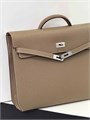 HERMES Портфель эпсом коричневый мягкий с клапаном с замком на двух лямках ПР-2592