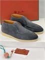 LORO PIANA лоферы высокие замша темно-серые с белой подошвой ОК-2448