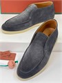 LORO PIANA лоферы высокие замша темно-серые с белой подошвой ОК-2448