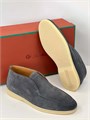 LORO PIANA лоферы высокие замша темно-серые с белой подошвой ОК-2448
