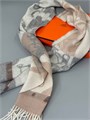 HERMES шарф шерсть с бахромой серый ШФ-00685