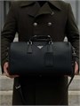 PRADA дорожная сумка кожа того черного цвета с металлическим логотипом ДС-0056