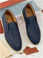 LORO PIANA лоферы высокие кожа синие на белой подошве ОК-2082
