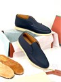 LORO PIANA лоферы высокие кожа синие на белой подошве ОК-2082