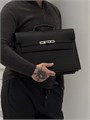HERMES Портфель того черный с клапаном с замком на двух лямках ПР-2233