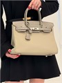 HERMES Birkin 30 см сумка комбинированная серая кожа того-крок серебро СК-00503