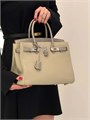 HERMES Birkin 30 см сумка комбинированная серая кожа того-крок серебро СК-00503