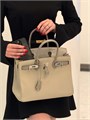HERMES Birkin 30 см сумка комбинированная серая кожа того-крок серебро СК-00503