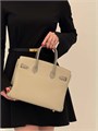 HERMES Birkin 30 см сумка комбинированная серая кожа того-крок серебро СК-00503