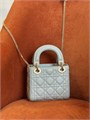 DIOR LADY сумка 17 см гладкая кожа серая золото СК-01348