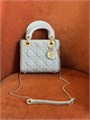 DIOR LADY сумка 17 см гладкая кожа серая золото СК-01348