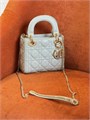 DIOR LADY сумка 17 см гладкая кожа серая золото СК-01348