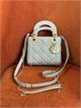 DIOR LADY сумка 17 см гладкая кожа серая золото СК-01348