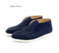 LORO PIANA лоферы высокие замша синие на белой подошве ОК-2337