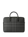 BURBERRY портфель канва маленький толстый 2 полосы темно-серый ПР-0425