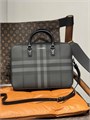 BURBERRY портфель канва маленький толстый 2 полосы темно-серый ПР-0425