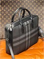 BURBERRY портфель канва маленький толстый 2 полосы темно-серый ПР-0425