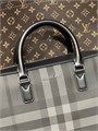 BURBERRY портфель канва маленький толстый 2 полосы темно-серый ПР-0425