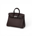 HERMES сумка Birkin 25 см гладкая кожа шоколадная серебро СК-01148