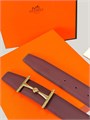 HERMES ремень 32 мм двусторонний черно-бордовый РМ-01555