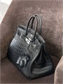 HERMES сумка Birkin 35 см черная кожа крокодила серебро СК-00510