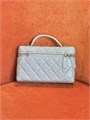 CHANEL сумка Vanity с ручкой кожа икра клетка серая золото СК-01541