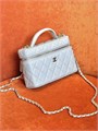 CHANEL сумка Vanity с ручкой кожа икра клетка серая золото СК-01541