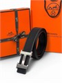 HERMES ремень черный с белой строчкой РМ-0935