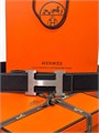 HERMES ремень черный с белой строчкой РМ-0935