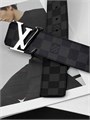 LV ремень двухсторонний серая шашка и черная кожа тисненная в шашку сьемная пряжка РМ-00624