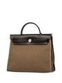 HERMES Herbag сумка 31 см коричневый текстиль коричневая кожа серебро СК-01234