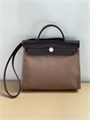 HERMES Herbag сумка 31 см коричневый текстиль коричневая кожа серебро СК-01234