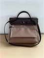 HERMES Herbag сумка 31 см коричневый текстиль коричневая кожа серебро СК-01234