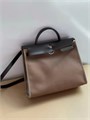 HERMES Herbag сумка 31 см коричневый текстиль коричневая кожа серебро СК-01234