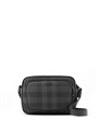 BURBERRY мессенджер Paddy серый канва в клетку с наружным карманом на молнии с металлической надписью МС-1059