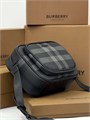 BURBERRY мессенджер Paddy серый канва в клетку с наружным карманом на молнии с металлической надписью МС-1059